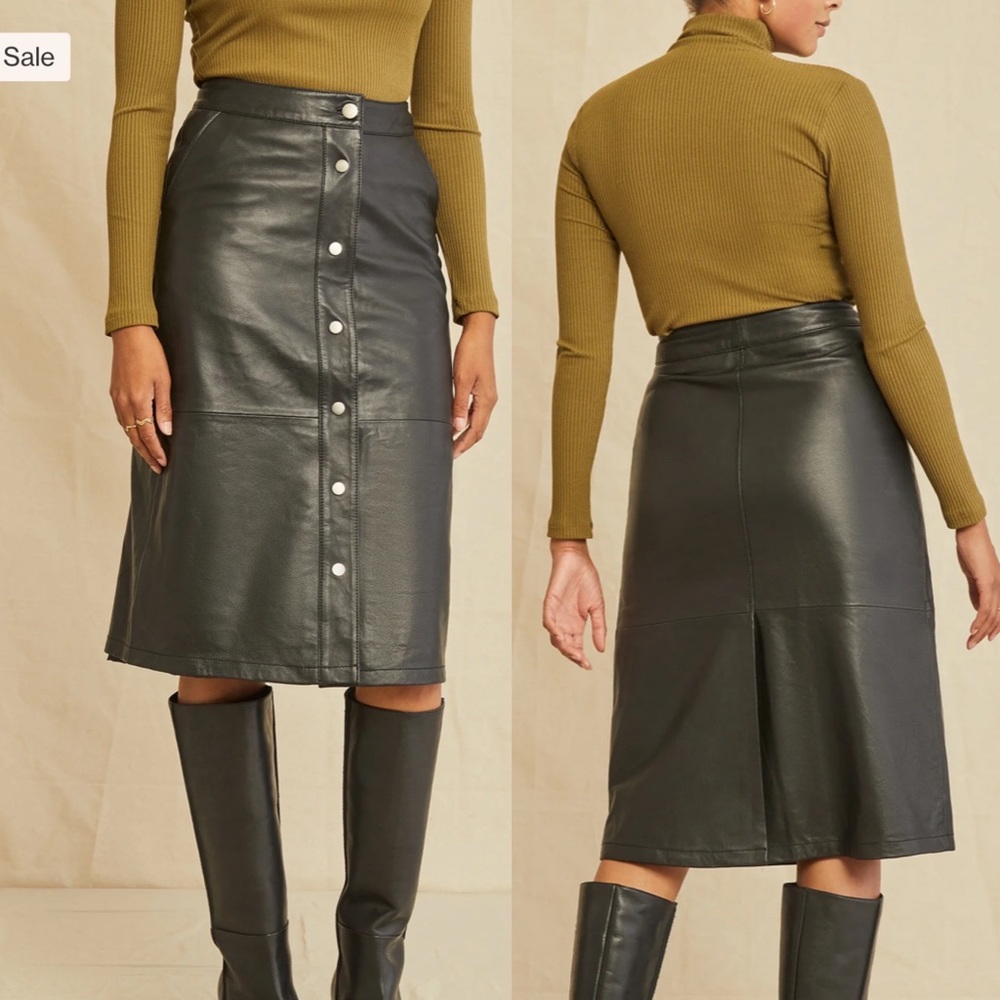 NWT Deadwood Lara Black Leather Skirt